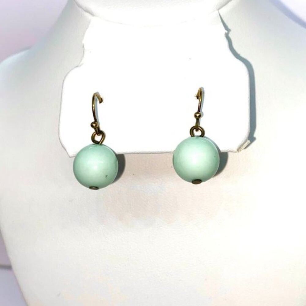 Mint Seafoam Green Dangle Beaded Earrings